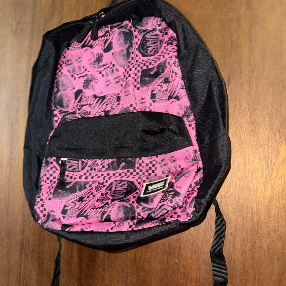 Vans Pink and Black Graphic Backpack, never used.